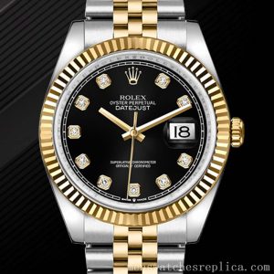 Rolex Datejust 36 Steel & Yellow Gold Black Diamond Dial Women's Watch  M126233-0021